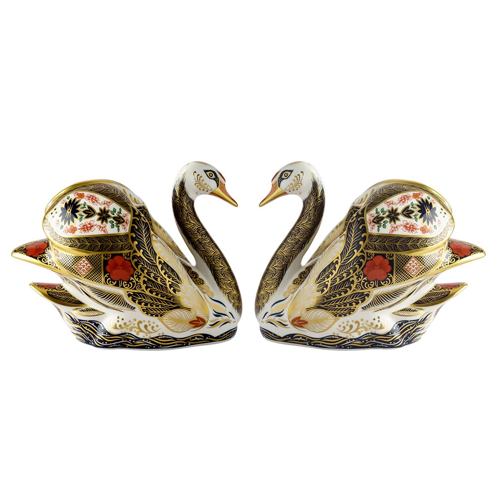 Royal Crown Derby Old Imari Solid Gold Band Swan